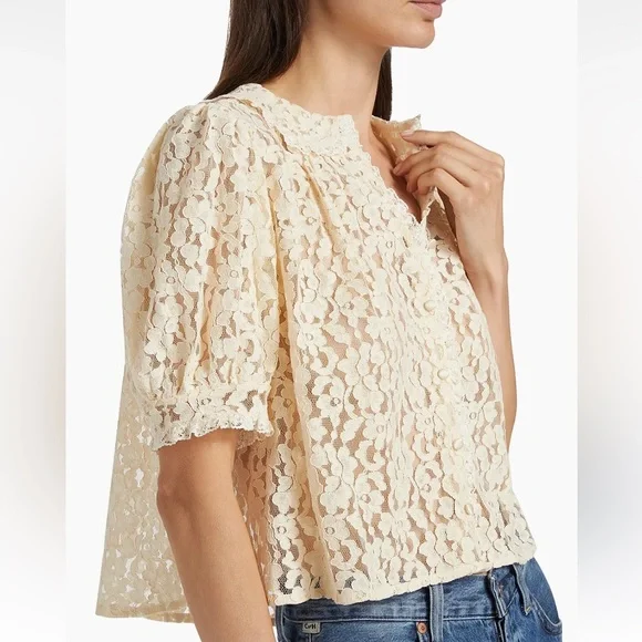 DÔEN Lenore Lace Short-Sleeve Blouse - Picture 5 of 14